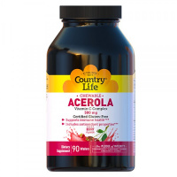 Ацерола вітамін С комплекс 500 мг жувальні таблетки №90 ТМ Кантрі Лайф / Country Life