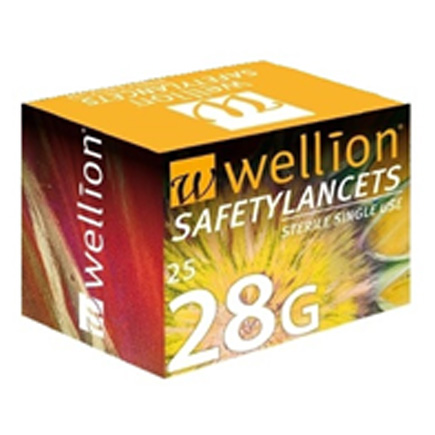 Безопасные ланцеты Wellion 28Г, 25 штук