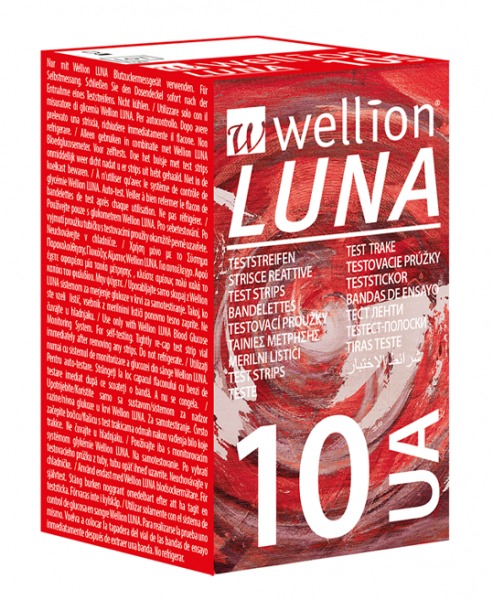 Тест полоски для тестирования уровня мочевой кислоты в крови Wellion Luna, 10 штук
