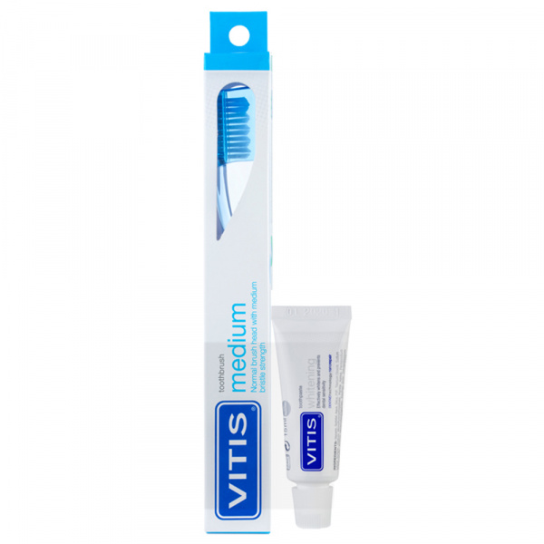 Щітка зубна Dentaid VITIS MEDIUM, середньої жорсткості + паста VITIS WHITENING 15 мл