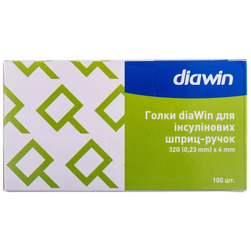 Иглы DiaWin для инсулиновых шприц-ручек 32G (0,23 мм х 4 мм), 100 шт