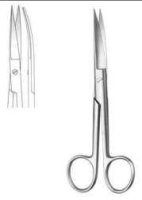 Ножиці операційні, вертикально-зігнуті, гострокінцеві, 113 мм