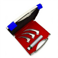 Ларингоскоп Макинтош, набор из 3-х клинков изогнутых №2, 3, 4 и рукоятка, в футляре (3 шт.лампы)