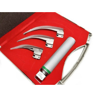 Ларингоскоп Макинтош, набор из 3-х клинков изогнутых №2, 3, 4 и рукоятка, в футляре (3 шт.лампы)