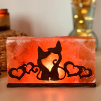 Соляной светильник Saltlamp «Кошки с сердцами» 2 кг