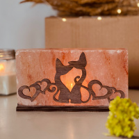 Соляной светильник Saltlamp «Кошки с сердцами» 2 кг