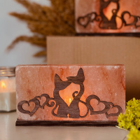 Соляной светильник Saltlamp «Кошки с сердцами» 2 кг