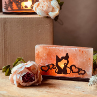 Соляной светильник Saltlamp «Кошки с сердцами» 2 кг