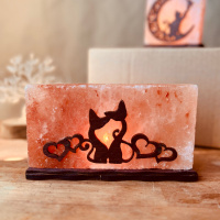 Соляной светильник Saltlamp «Кошки с сердцами» 2 кг