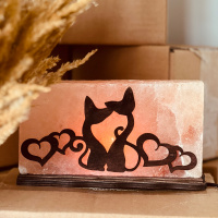 Соляной светильник Saltlamp «Кошки с сердцами» 2 кг