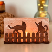 Соляний світильник Saltlamp «Коти на паркані» 2 кг