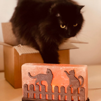 Соляний світильник Saltlamp «Коти на паркані» 2 кг