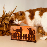 Соляний світильник Saltlamp «Коти на паркані» 2 кг