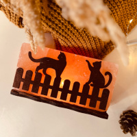 Соляний світильник Saltlamp «Коти на паркані» 2 кг