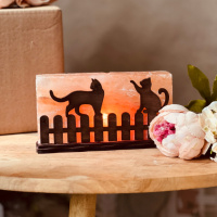 Соляний світильник Saltlamp «Коти на паркані» 2 кг