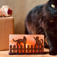 Соляний світильник Saltlamp «Коти на паркані» 2 кг