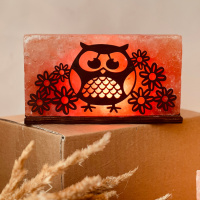 Соляной светильник Saltlamp «Сова с цветочками» 2 кг