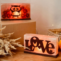 Соляной светильник Saltlamp «Сова с цветочками» 2 кг