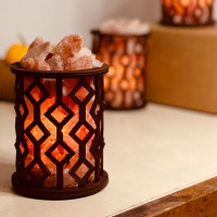 Соляний світильник Saltlamp Корзина 'Ромби' 1,7 кг