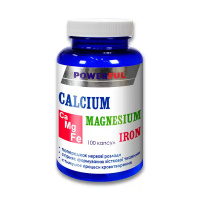 Кальций, магний, железо Powerful 100 капсул (Украина)