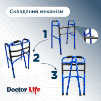 Ходунки складні алюмінієві з подвійним фіксатором Doctor Life 12850/BlueA/Matte, сині (Україна)