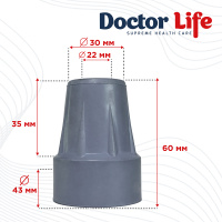 Резиновый наконечник для тростей и костылей Doctor Life 10031/2/GR 22 мм, серый (Украина)